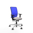 Motilla traslack malla azul similpiel blanco brazos 1D base blanca  ruedas 65mm engomadas