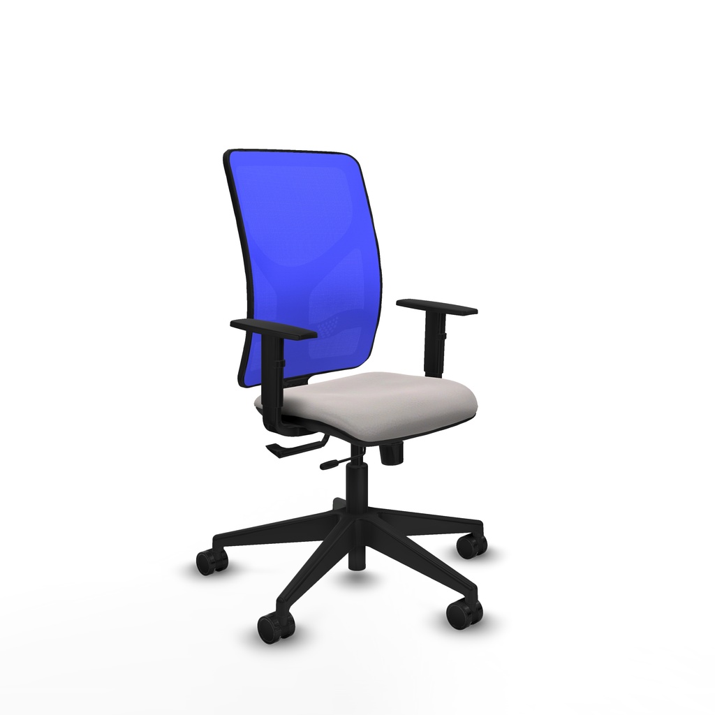 Motilla traslack malla azul similpiel blanco brazos 1D base piramidal  ruedas 65mm nailon