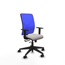 Motilla traslack malla azul similpiel blanco brazos 1D base piramidal  ruedas 65mm nailon