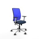Motilla traslack malla azul similpiel azul marino brazos blancos base aluminio  ruedas 65mm engomadas