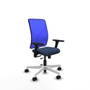 Motilla traslack malla azul similpiel azul marino brazos 3D base blanca  ruedas 65mm nailon
