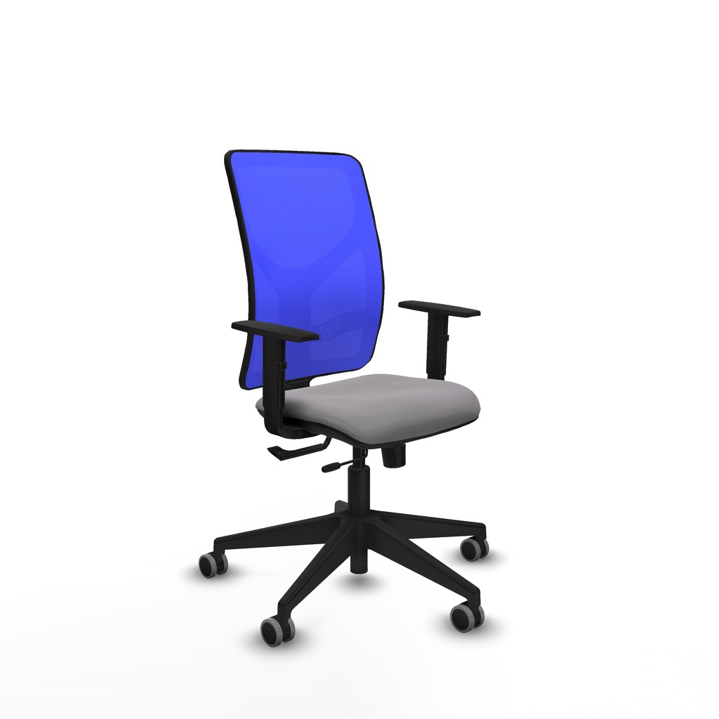 Motilla traslack malla azul similpiel gris brazos 1D base piramidal  ruedas 65mm engomadas