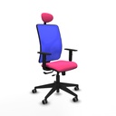 Motilla traslack malla azul similpiel rosa brazos 1D base piramidal cabecero fijo ruedas 65mm engomadas