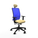 Motilla traslack malla azul similpiel crema brazos 1D base piramidal cabecero fijo ruedas 65mm nailon