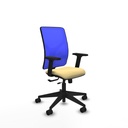 Motilla traslack malla azul similpiel crema brazos 2D base piramidal  ruedas 65mm nailon