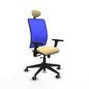 Motilla traslack malla azul similpiel crema brazos 3D base piramidal cabecero fijo ruedas 65mm engomadas