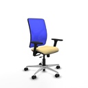 Motilla traslack malla azul similpiel crema brazos 3D base aluminio  ruedas 65mm nailon