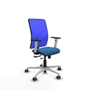Motilla traslack malla azul similpiel azul claro brazos blancos base aluminio  ruedas 65mm engomadas