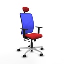 Motilla traslack malla azul similpiel rojo brazos 1D base aluminio cabecero fijo ruedas 65mm nailon