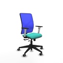 Motilla traslack malla azul similpiel turquesa brazos blancos base piramidal  ruedas 65mm engomadas