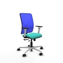 Motilla traslack malla azul similpiel turquesa brazos blancos base aluminio  ruedas 65mm nailon