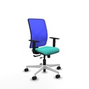 Motilla traslack malla azul similpiel turquesa brazos 1D base blanca  ruedas 65mm nailon
