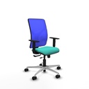 Motilla traslack malla azul similpiel turquesa brazos 1D base aluminio  ruedas 65mm nailon