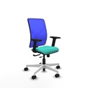 Motilla traslack malla azul similpiel turquesa brazos 2D base blanca  ruedas 65mm nailon