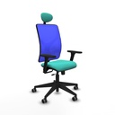 Motilla traslack malla azul similpiel turquesa brazos 3D base piramidal cabecero fijo ruedas 65mm engomadas