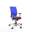 Motilla traslack malla azul similpiel morado brazos blancos base aluminio  ruedas 65mm engomadas