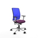Motilla traslack malla azul similpiel morado brazos blancos base aluminio  ruedas 65mm nailon