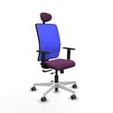 Motilla traslack malla azul similpiel morado brazos 1D base blanca cabecero fijo ruedas 65mm engomadas