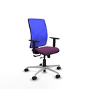 Motilla traslack malla azul similpiel morado brazos 1D base aluminio  ruedas 65mm nailon