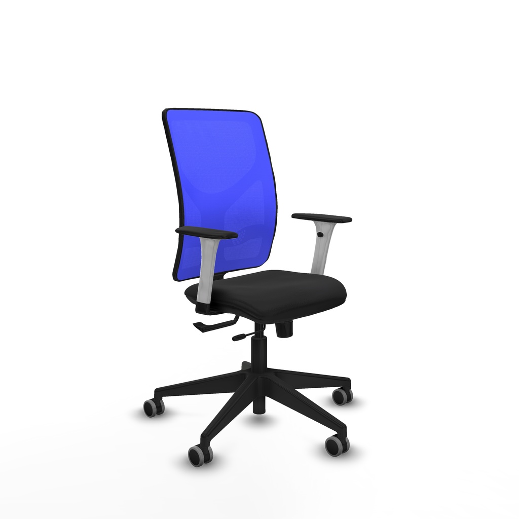Motilla traslack malla azul similpiel negro brazos blancos base piramidal  ruedas 65mm engomadas