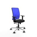 Motilla traslack malla azul similpiel negro brazos 1D base aluminio  ruedas 65mm engomadas