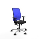 Motilla traslack malla azul similpiel negro brazos 1D base aluminio  ruedas 65mm nailon