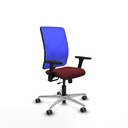 Motilla traslack malla azul similpiel granate brazos 3D base aluminio  ruedas 65mm engomadas