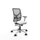 Motilla traslack malla gris bali blanco brazos blancos base aluminio  ruedas 65mm nailon